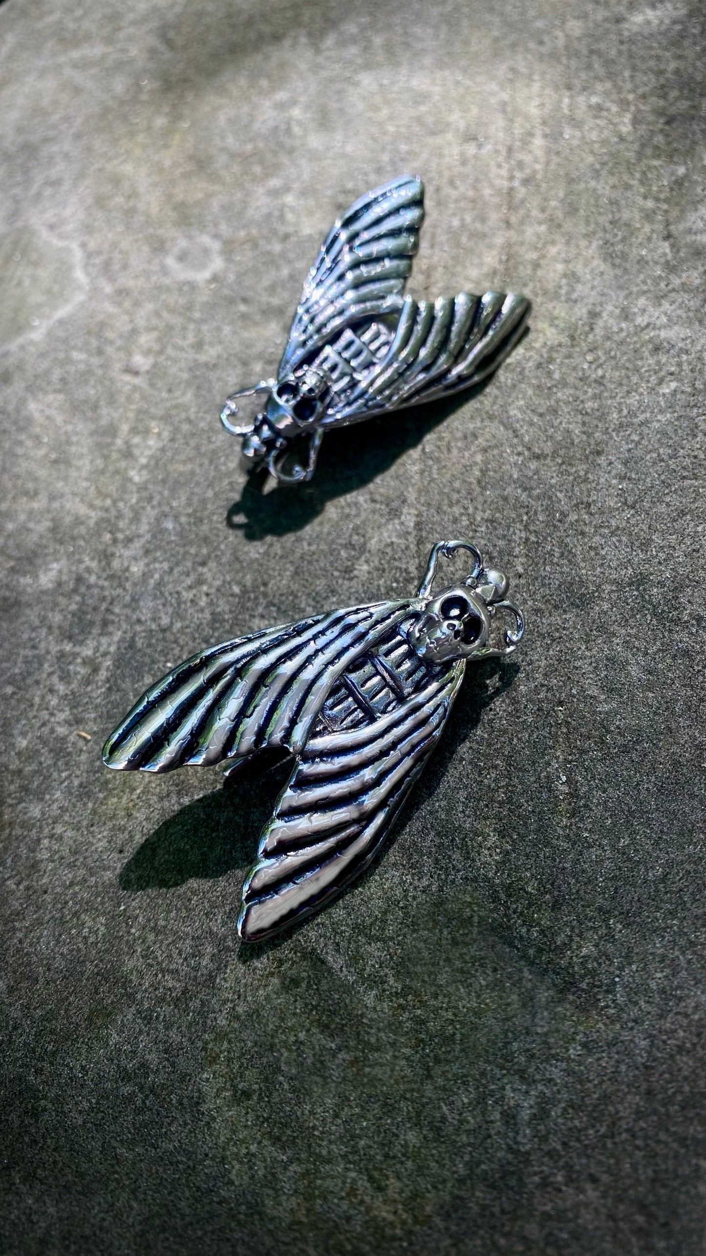 Death Moth ear weights | Stainless Steel, A Pair