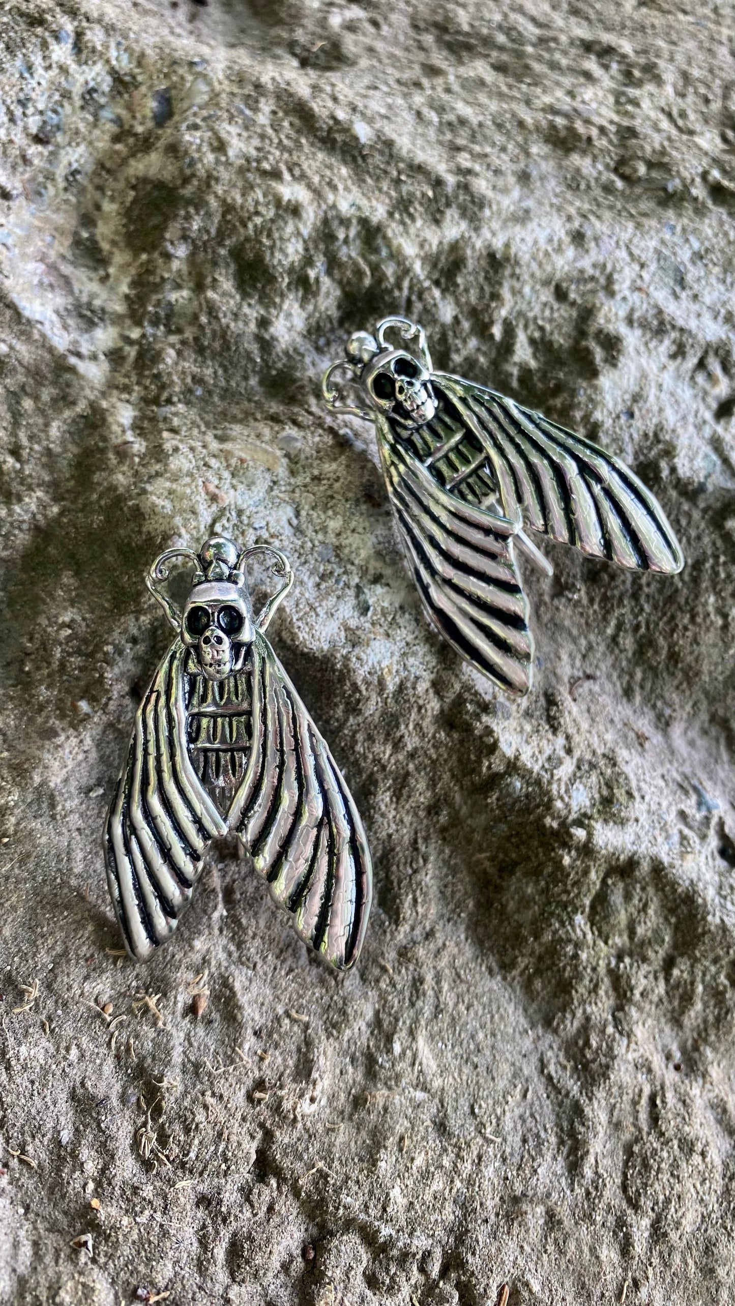 Death Moth ear weights | Stainless Steel, A Pair