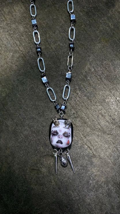 Nocturnal Porcelain Doll Necklace | Macabre | Goth Jewelry