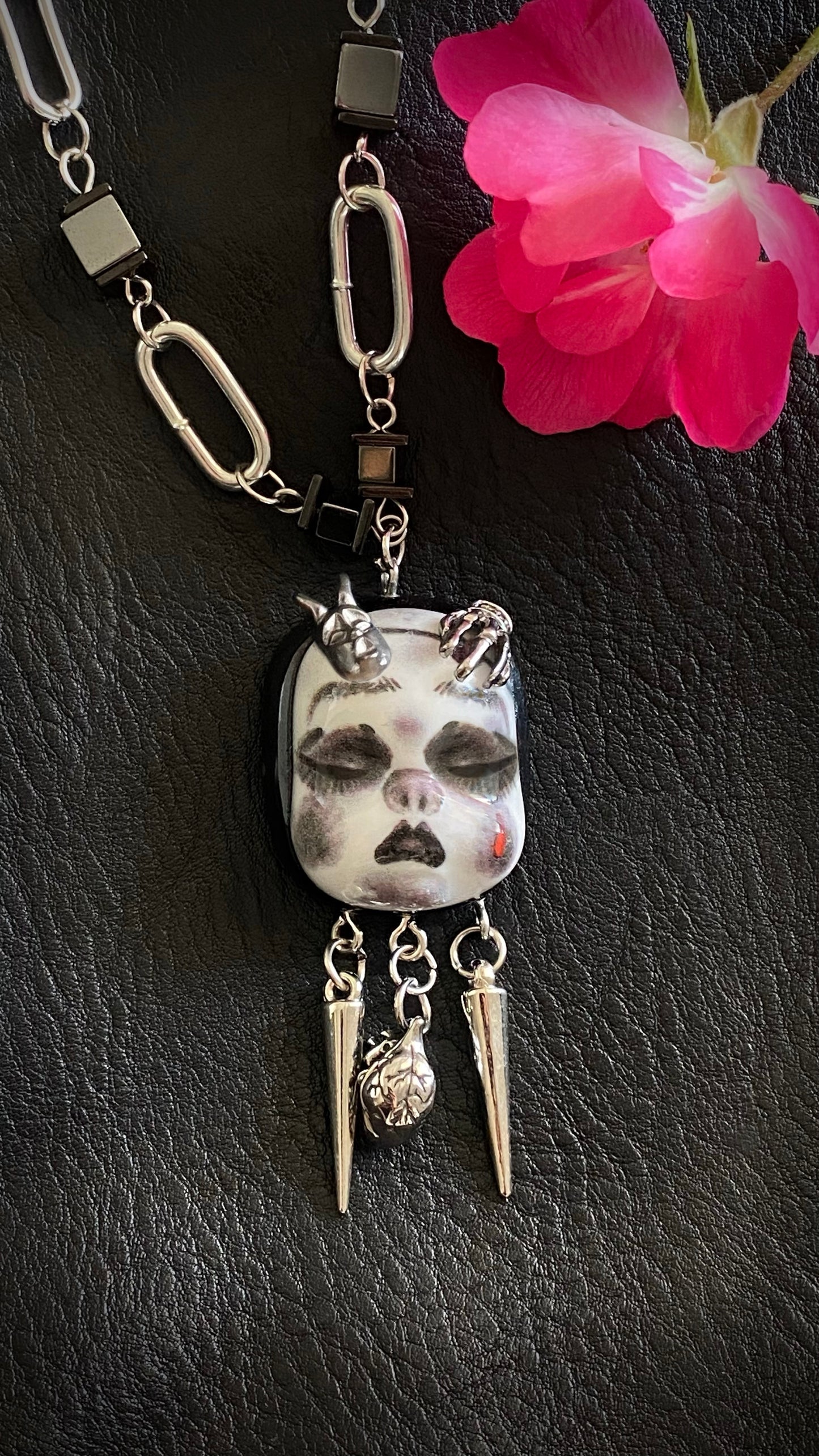 Nocturnal Porcelain Doll Necklace | Macabre | Goth Jewelry