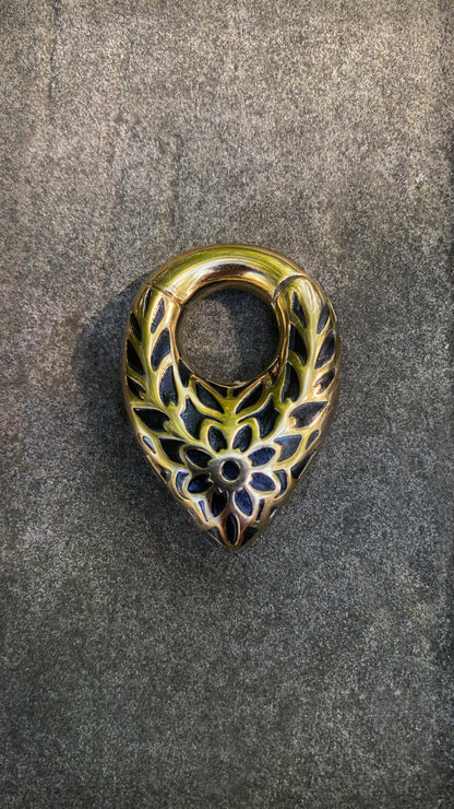 Flower Embroidered Ear Weights | Stainless Steel, Pair