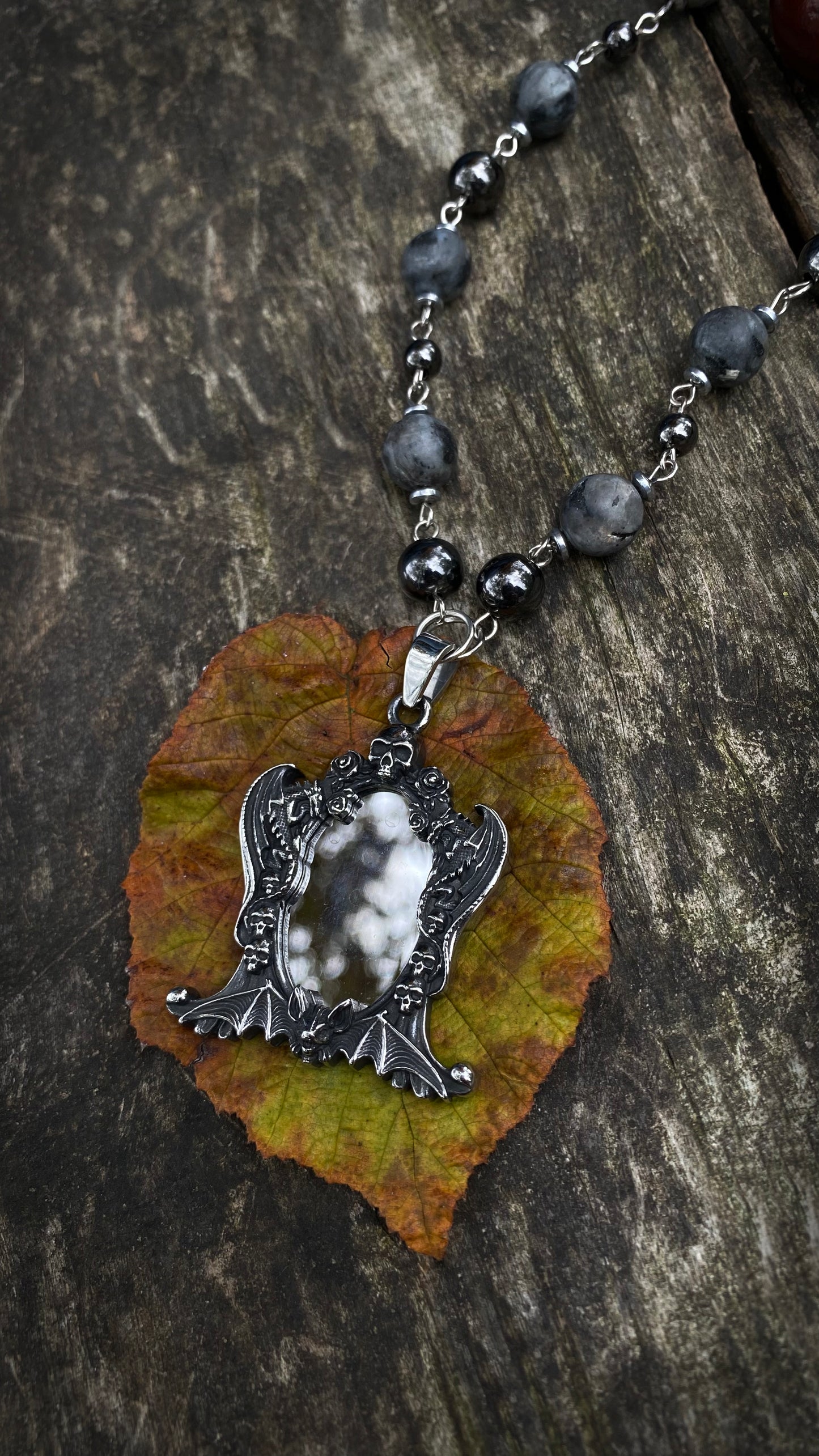 Warden of the Shadow Necklace | Natural Labradorite stones | Goth necklace
