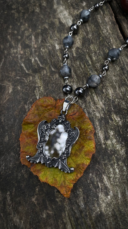 Warden of the Shadow Necklace | Natural Labradorite stones | Goth necklace