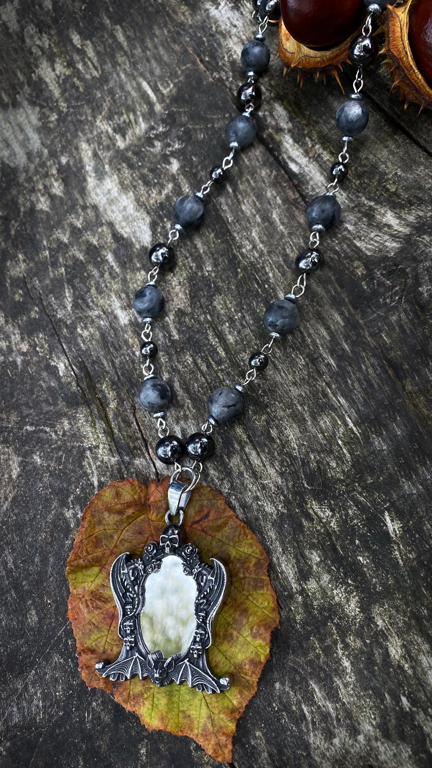 Warden of the Shadow Necklace | Natural Labradorite stones | Goth necklace