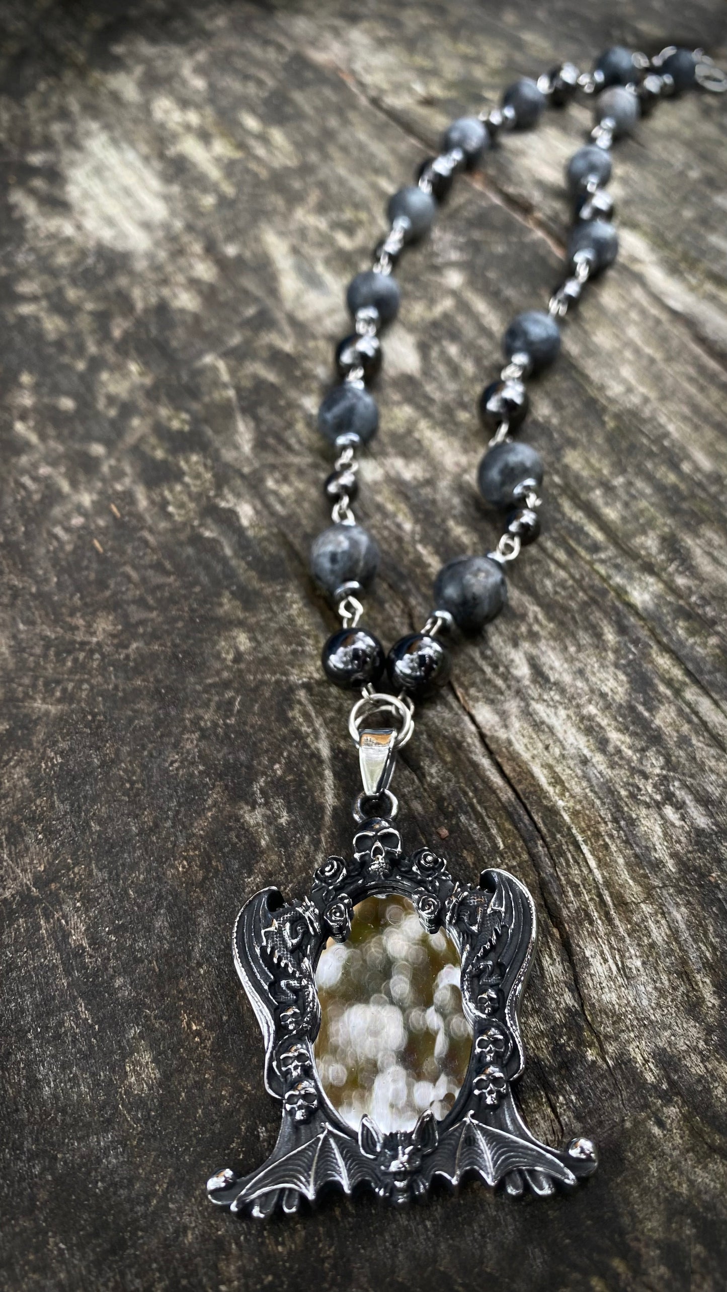 Warden of the Shadow Necklace | Natural Labradorite stones | Goth necklace