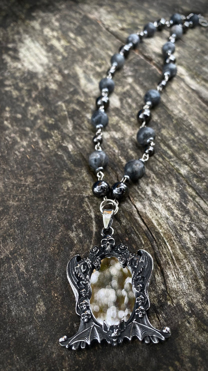 Warden of the Shadow Necklace | Natural Labradorite stones | Goth necklace