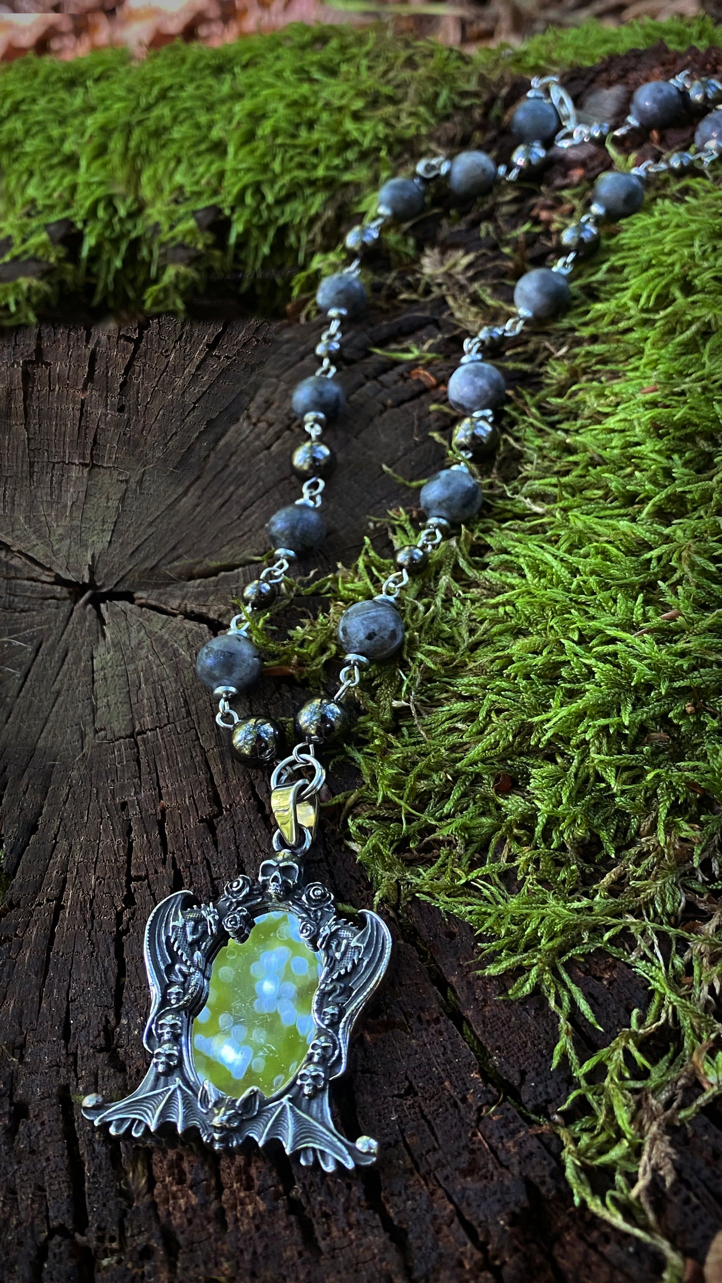 Warden of the Shadow Necklace | Natural Labradorite stones | Goth necklace