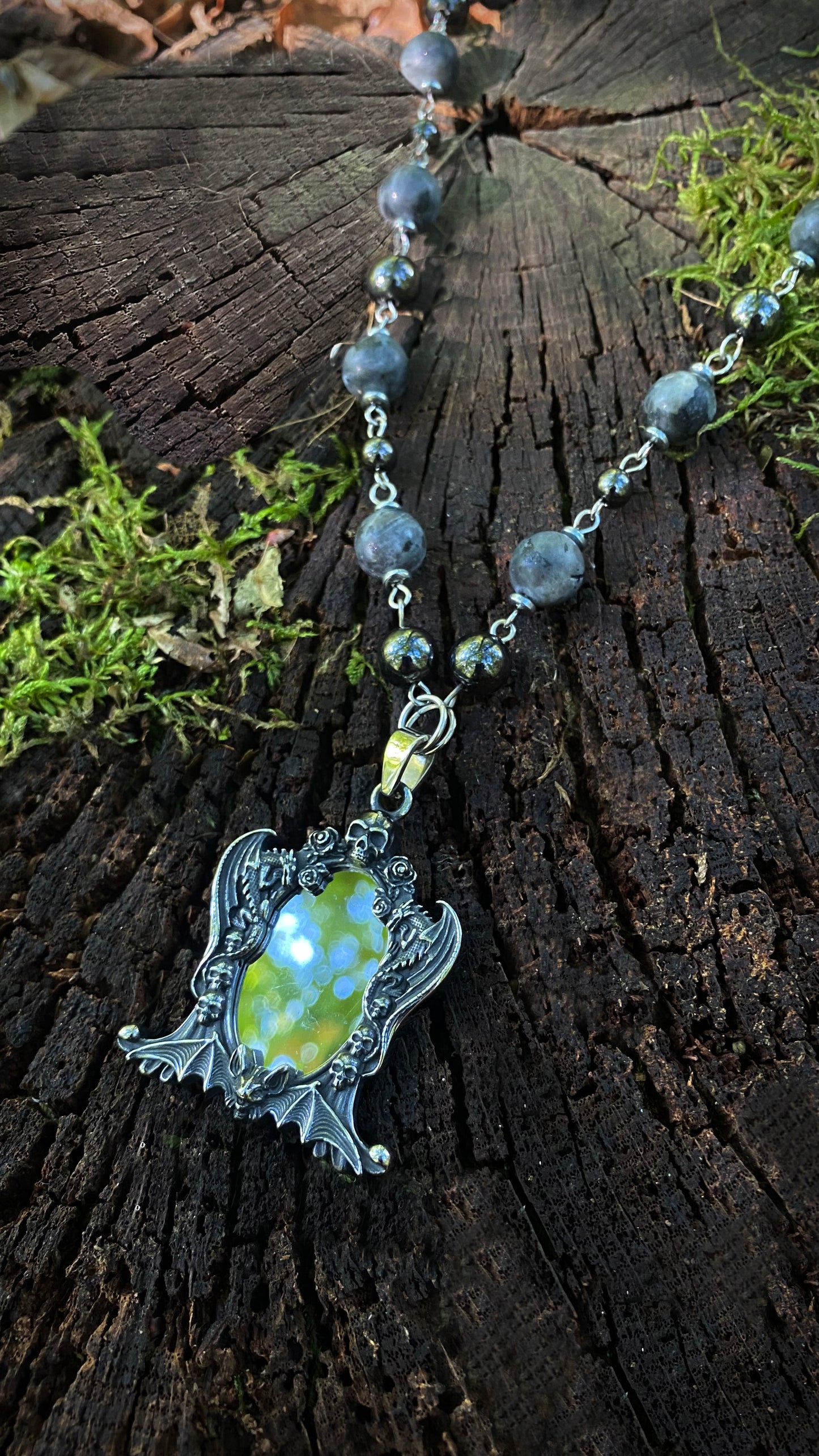 Warden of the Shadow Necklace | Natural Labradorite stones | Goth necklace