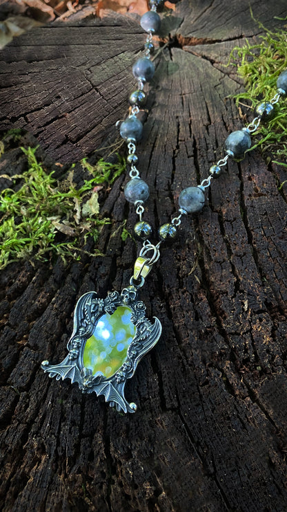 Warden of the Shadow Necklace | Natural Labradorite stones | Goth necklace