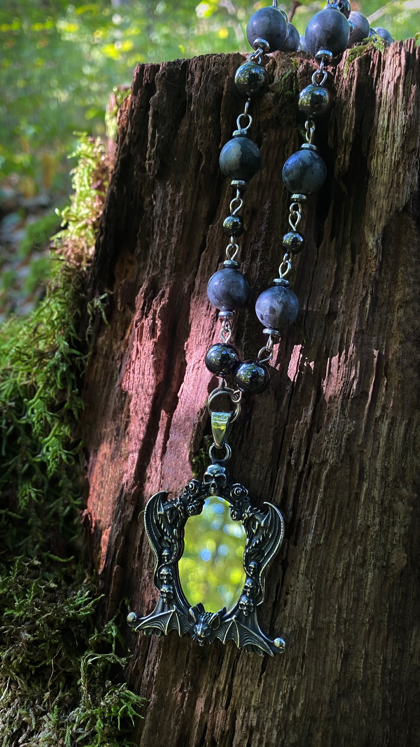 Warden of the Shadow Necklace | Natural Labradorite stones | Goth necklace