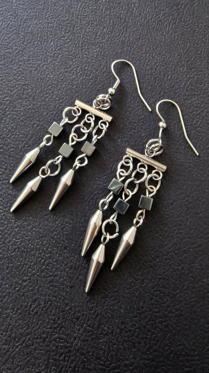 Chandelier Hematite Earrings