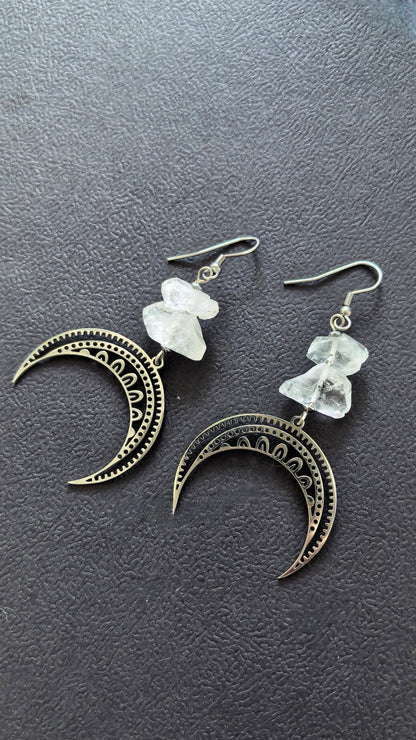 Lunula Herkimer Earrings