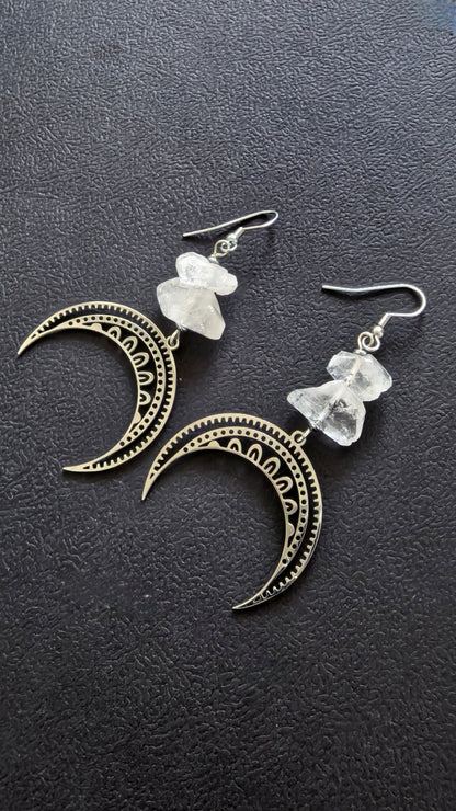 Lunula Herkimer Earrings